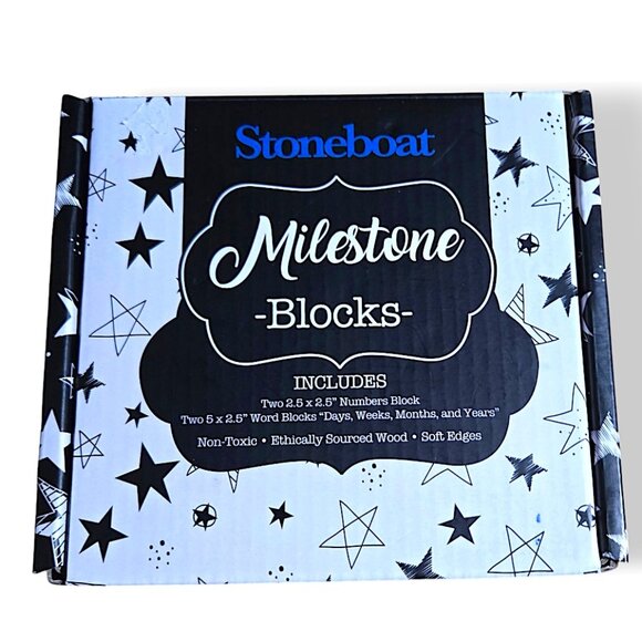 Stoneboat Baby Milestone Premium Solid Wood Blocks Set - Picture 1 of 6